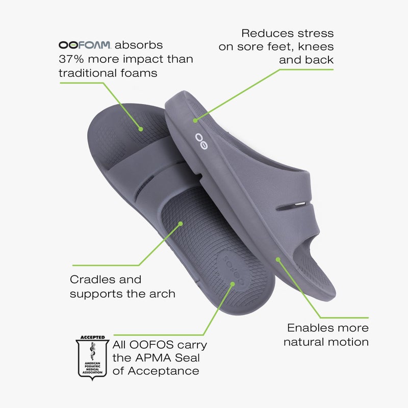 OOFOS OOahh Recovery Slide, Slate - Womenâ€™s Size 11, Menâ€™s Size 9 - Image 4